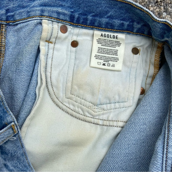 Agolde Parker Los Angeles Premium Distressed Light Blue Jean Shorts Size 27 - Picture 8 of 11